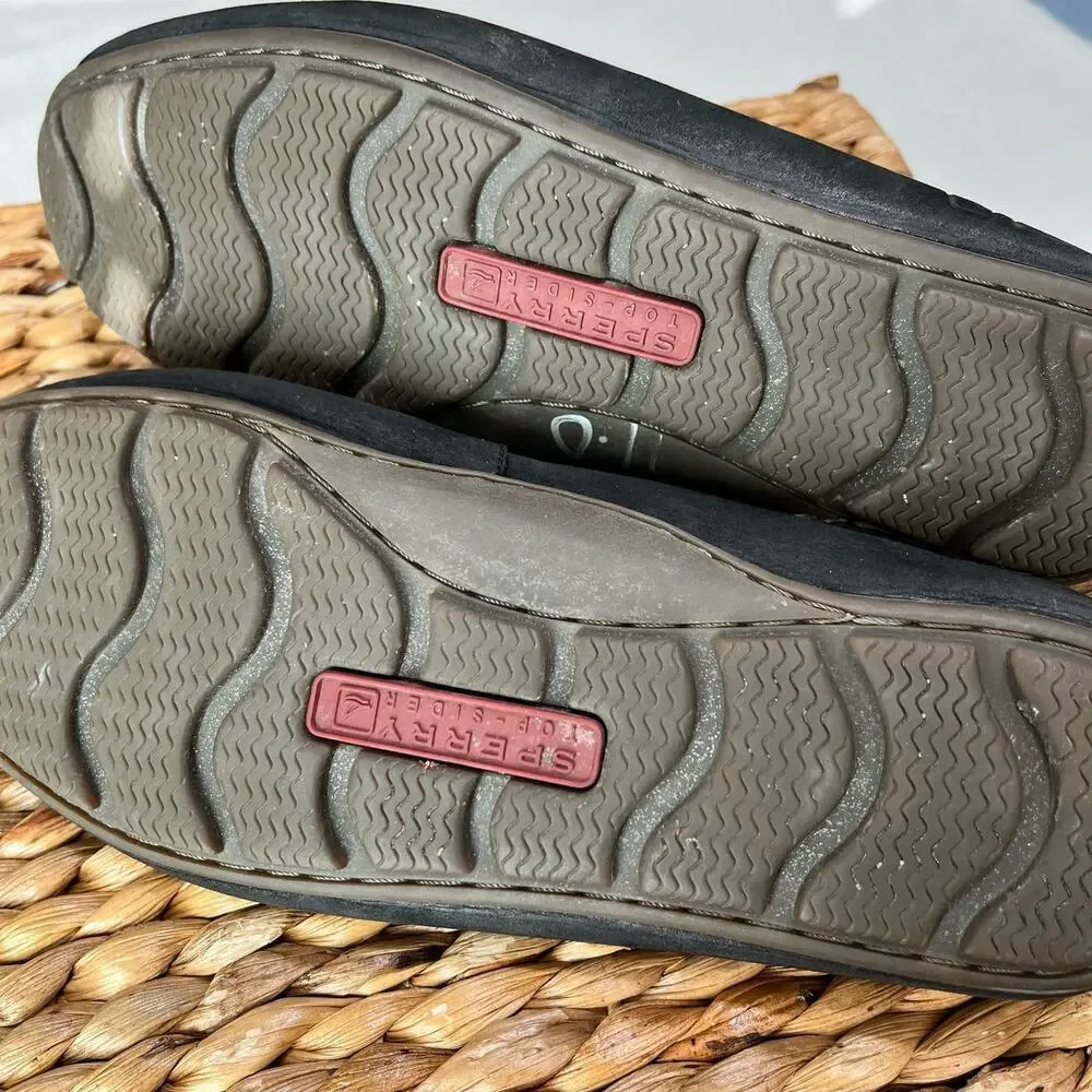 Sperry Topsider Men’s Driving Moccasins Black Leather Upper Size 9M‎